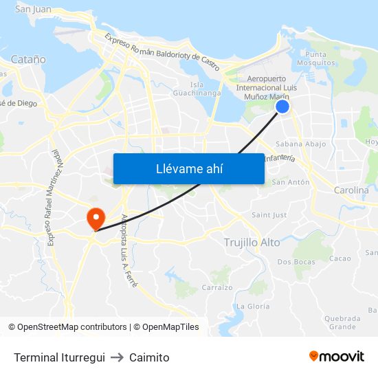 Terminal Iturregui to Caimito map