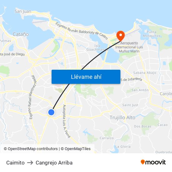 Caimito to Cangrejo Arriba map