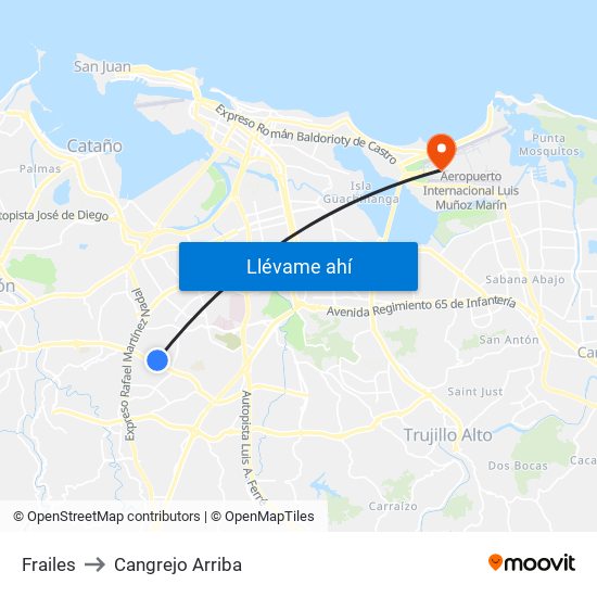 Frailes to Cangrejo Arriba map