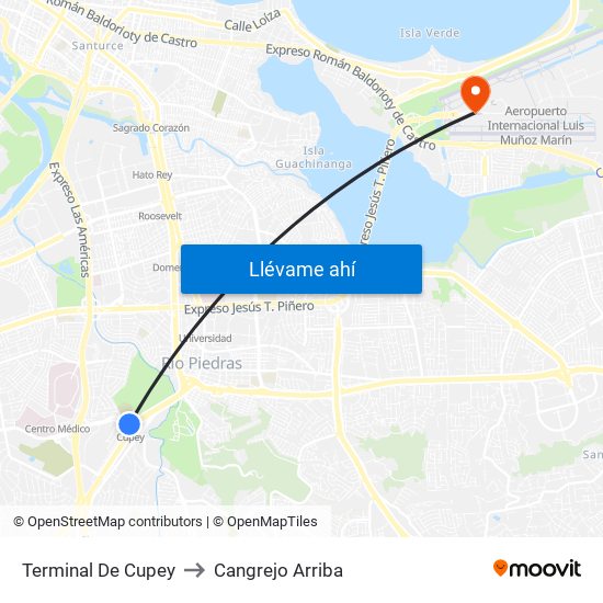 Terminal De Cupey to Cangrejo Arriba map