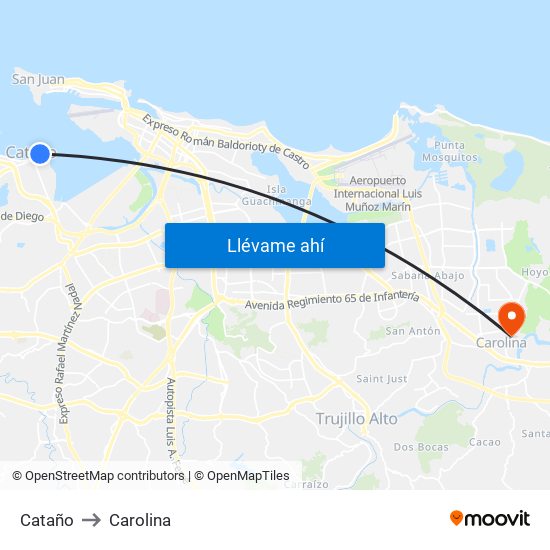 Cataño to Cataño map