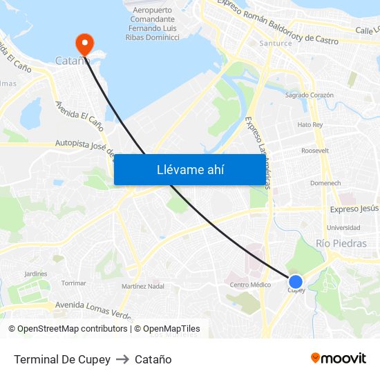 Terminal De Cupey to Cataño map