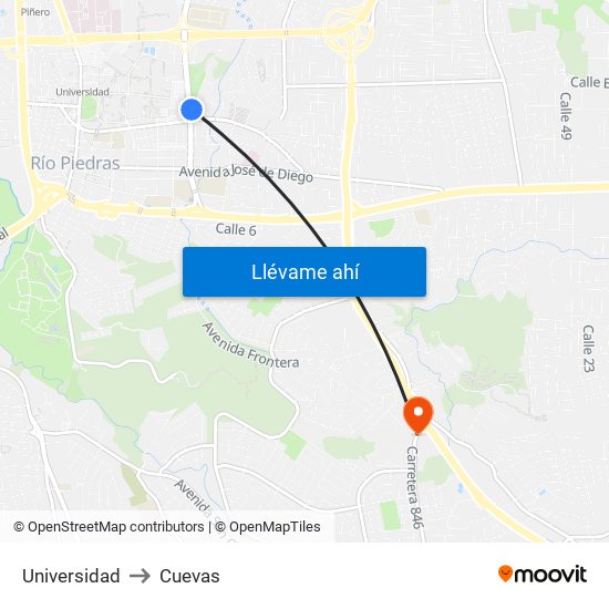 Universidad to Universidad map