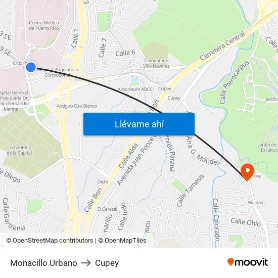 Monacillo Urbano to Cupey map
