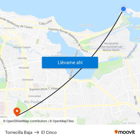 Torrecilla Baja to El Cinco map