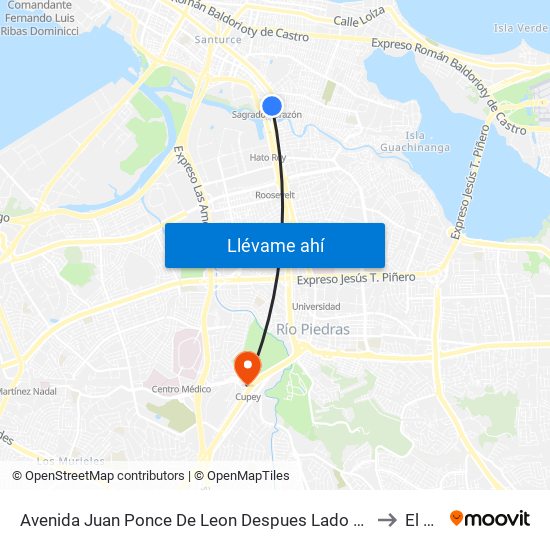 Avenida Juan Ponce De Leon Despues Lado Opuesto Avenida Haydee Rexach to El Cinco map