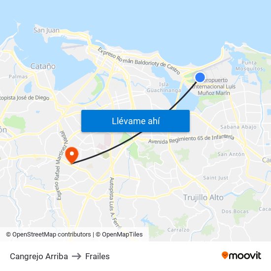 Cangrejo Arriba to Frailes map