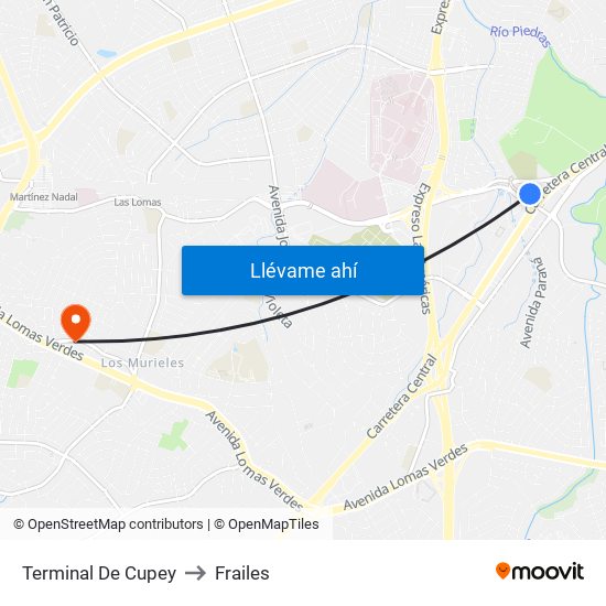 Terminal De Cupey to Frailes map