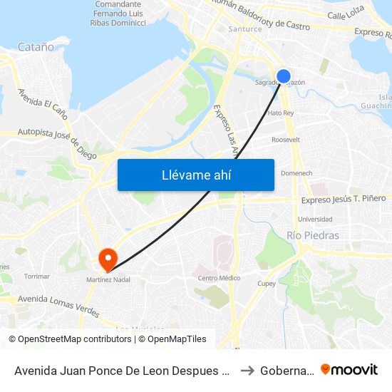Avenida Juan Ponce De Leon Despues Lado Opuesto Avenida Haydee Rexach to Gobernador Piñero map