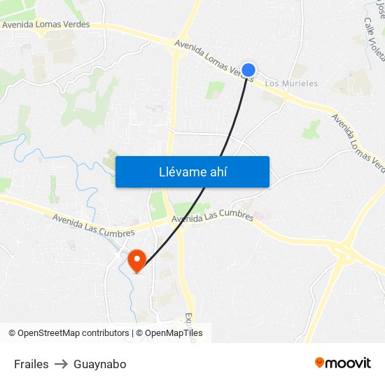 Frailes to Guaynabo map