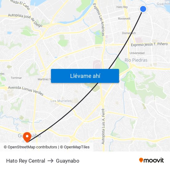 Hato Rey Central to Guaynabo map