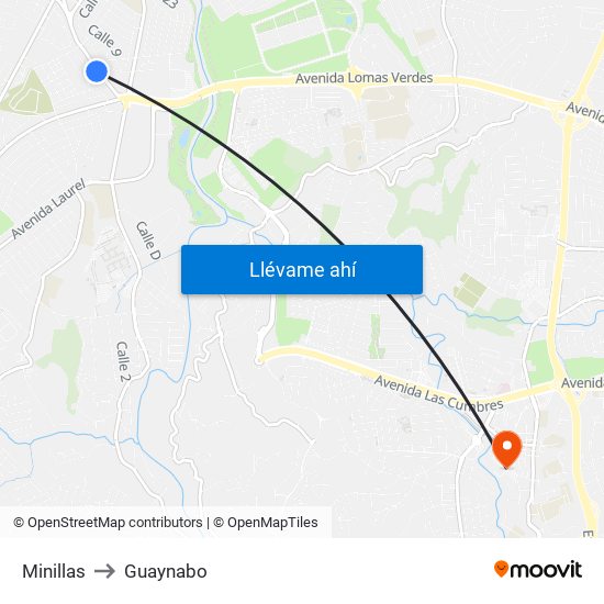 Minillas to Guaynabo map