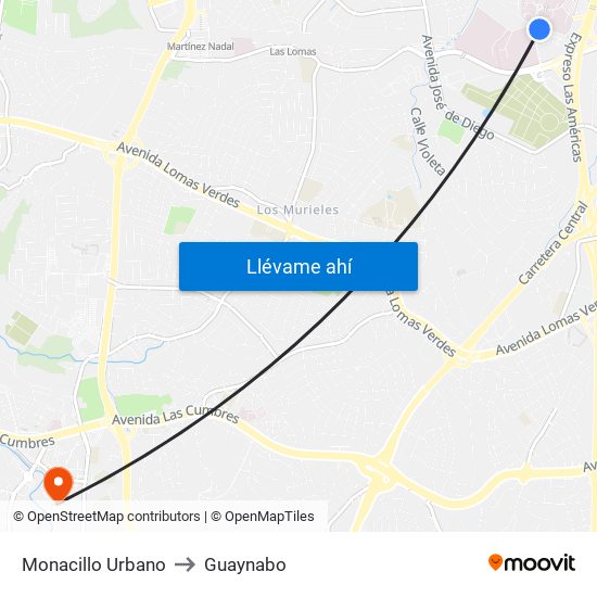 Monacillo Urbano to Guaynabo map