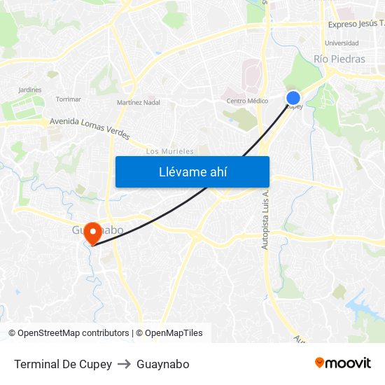 Terminal De Cupey to Guaynabo map
