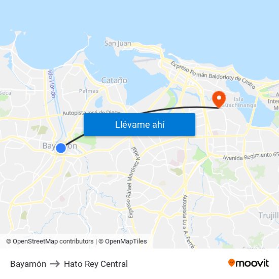 Bayamón to Hato Rey Central map