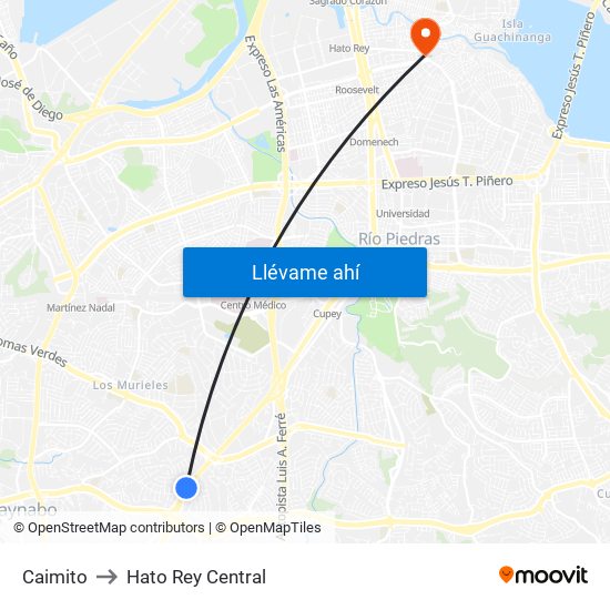 Caimito to Hato Rey Central map