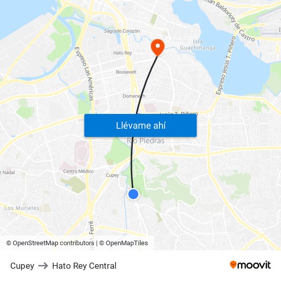 Cupey to Hato Rey Central map
