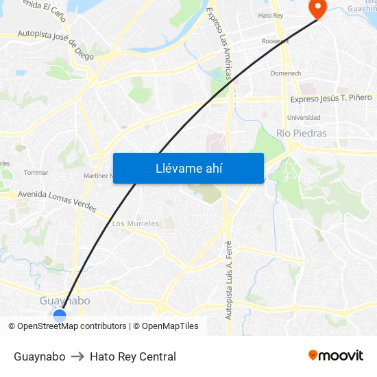 Guaynabo to Hato Rey Central map