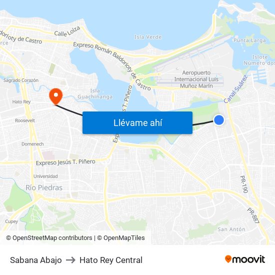 Sabana Abajo to Hato Rey Central map