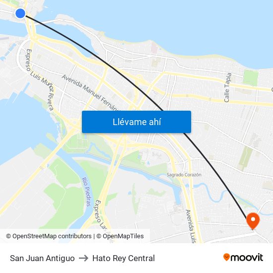 San Juan Antiguo to Hato Rey Central map