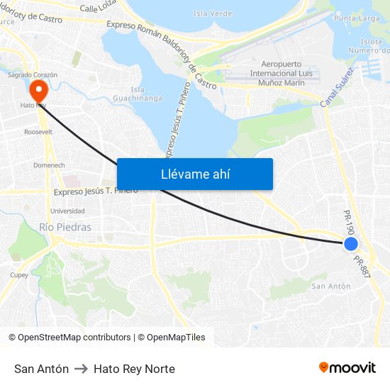 San Antón to Hato Rey Norte map