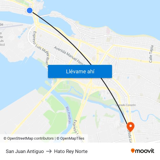 San Juan Antiguo to Hato Rey Norte map