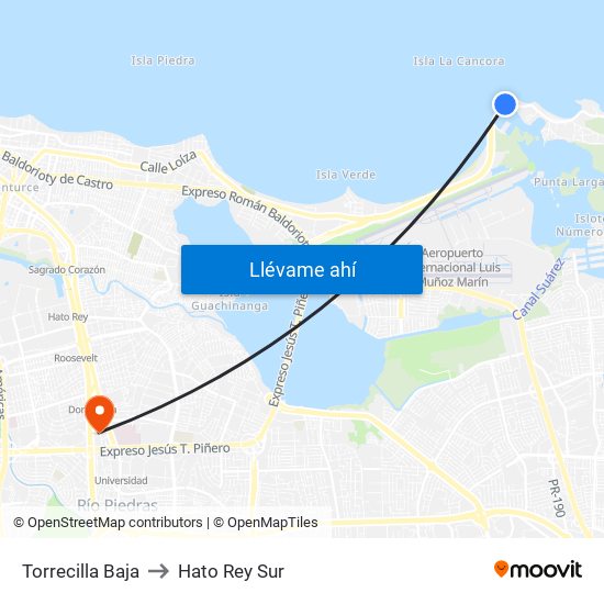 Torrecilla Baja to Hato Rey Sur map