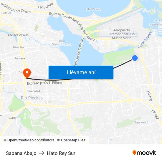 Sabana Abajo to Hato Rey Sur map