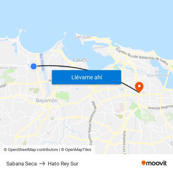 Sabana Seca to Hato Rey Sur map