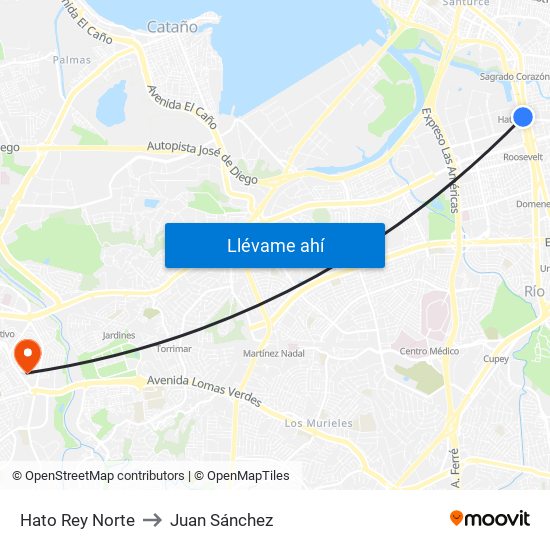 Hato Rey Norte to Juan Sánchez map