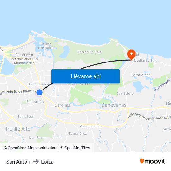 San Antón to Loíza map
