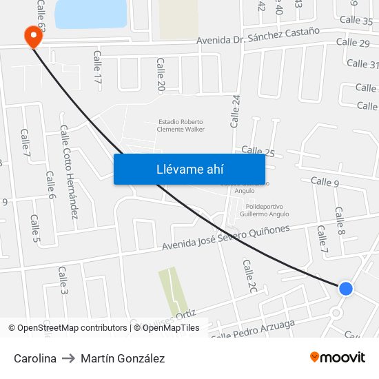 Carolina to Martín González map