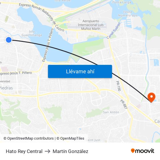 Hato Rey Central to Martín González map