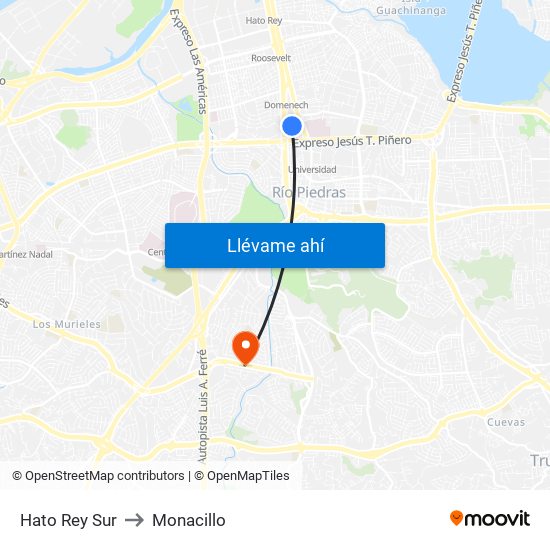 Hato Rey Sur to Monacillo map