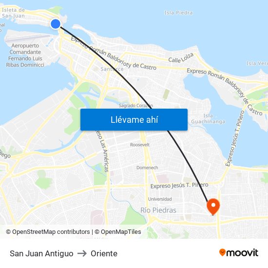San Juan Antiguo to Oriente map