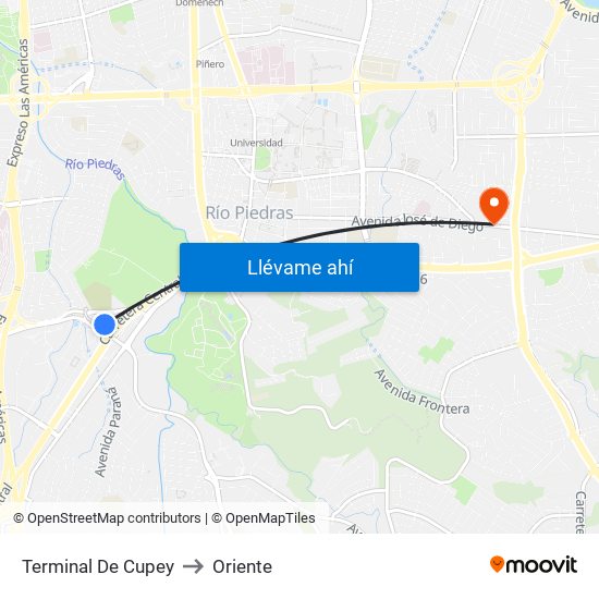 Terminal De Cupey to Oriente map