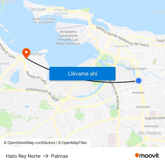 Hato Rey Norte to Palmas map