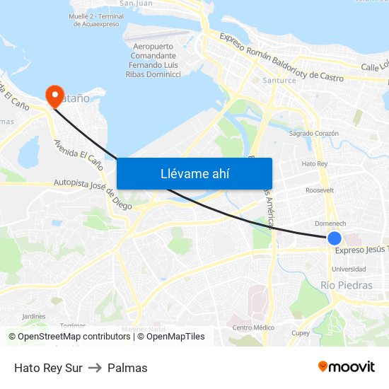 Hato Rey Sur to Palmas map