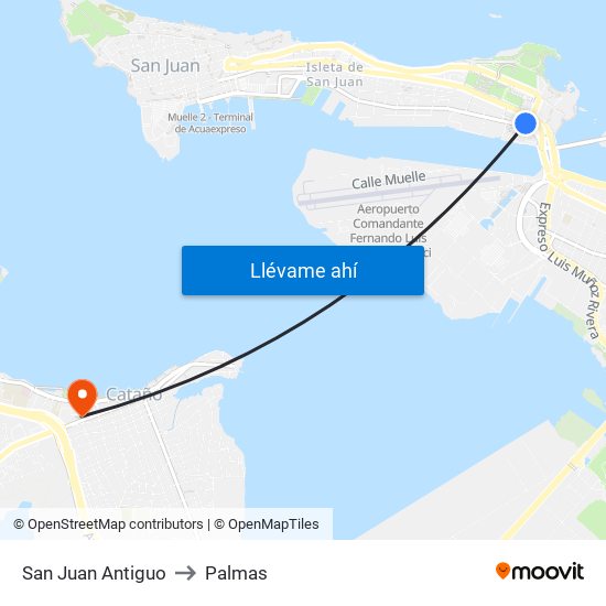 San Juan Antiguo to Palmas map