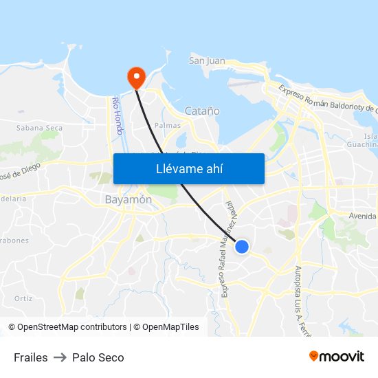 Frailes to Palo Seco map