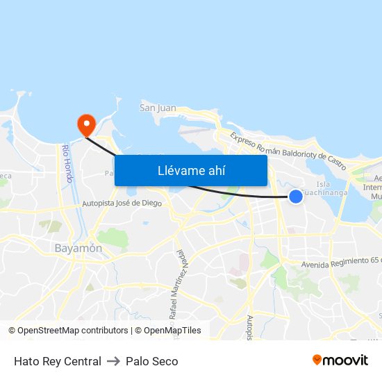 Hato Rey Central to Palo Seco map