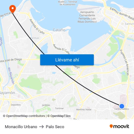 Monacillo Urbano to Palo Seco map