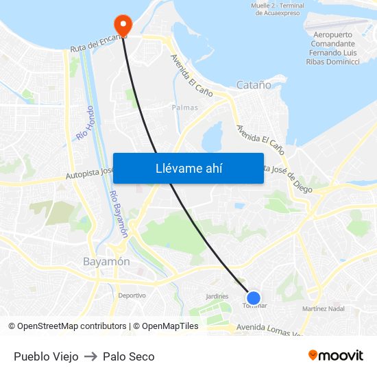 Pueblo Viejo to Palo Seco map