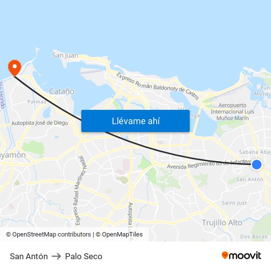 San Antón to Palo Seco map