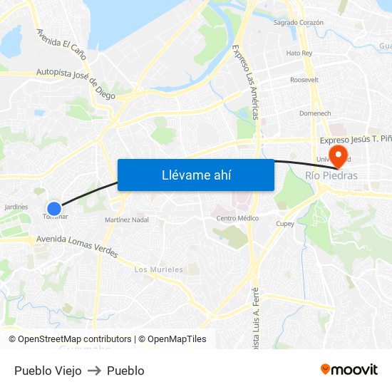 Pueblo Viejo to Pueblo map