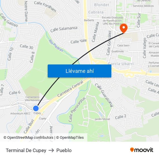 Terminal De Cupey to Pueblo map