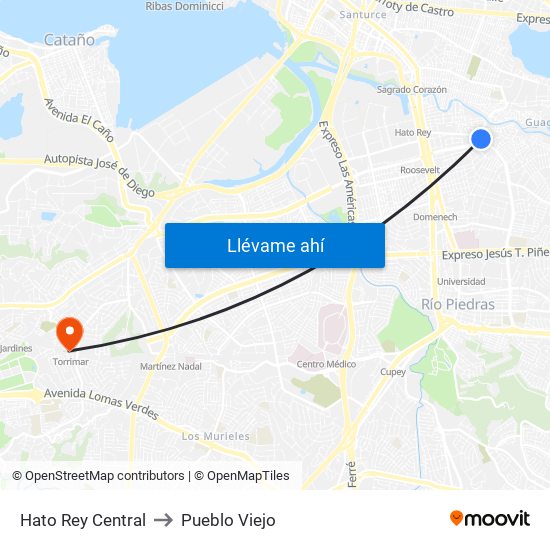 Hato Rey Central to Pueblo Viejo map