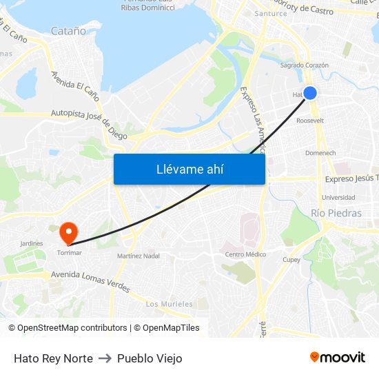 Hato Rey Norte to Pueblo Viejo map