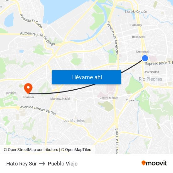 Hato Rey Sur to Pueblo Viejo map