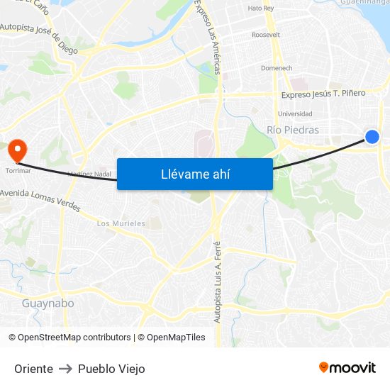 Oriente to Pueblo Viejo map